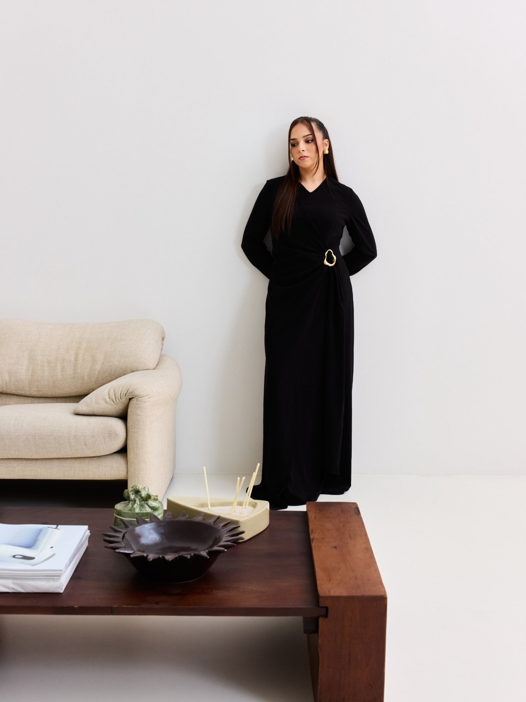 Drape belt dress