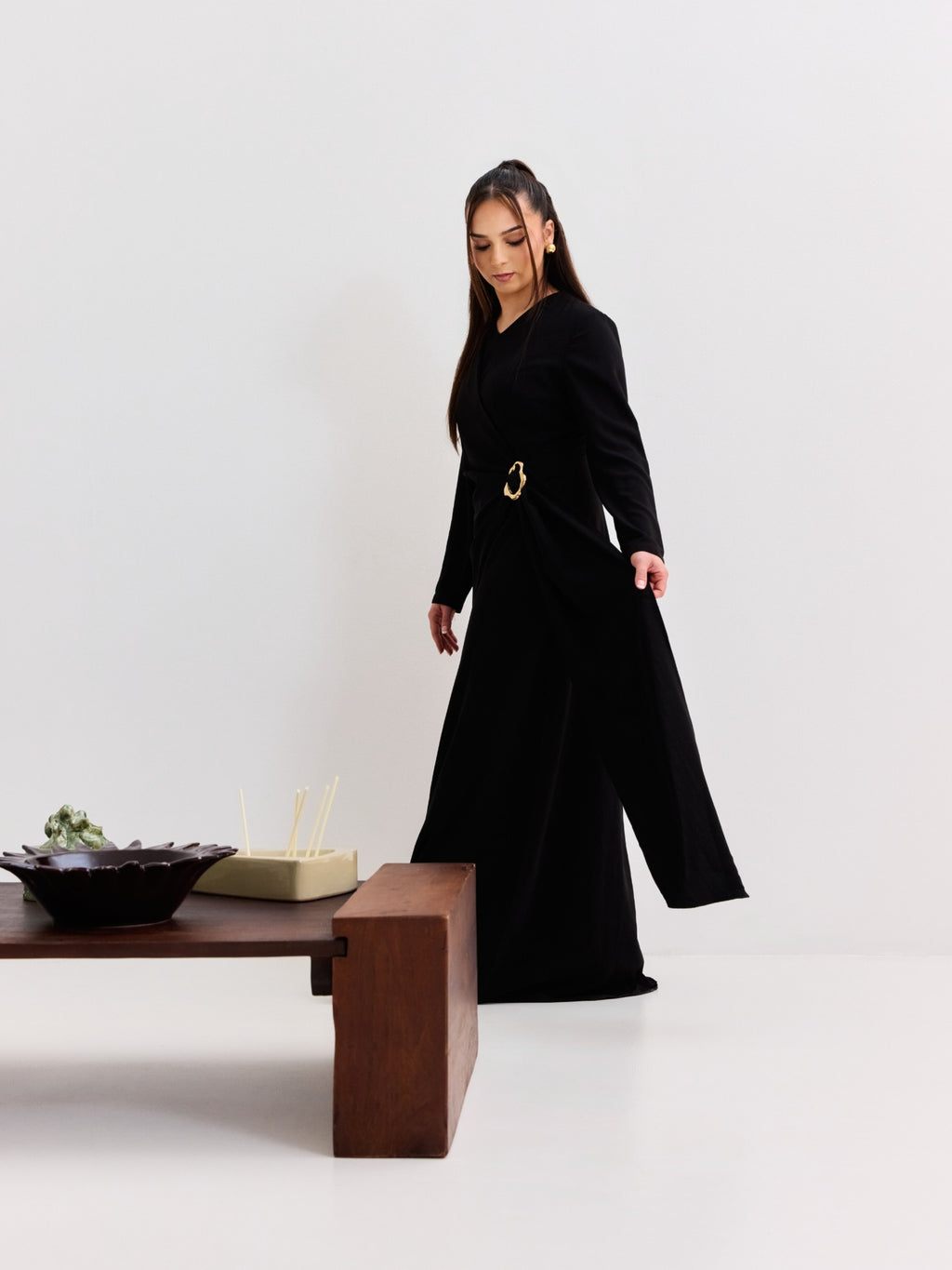 Drape belt dress