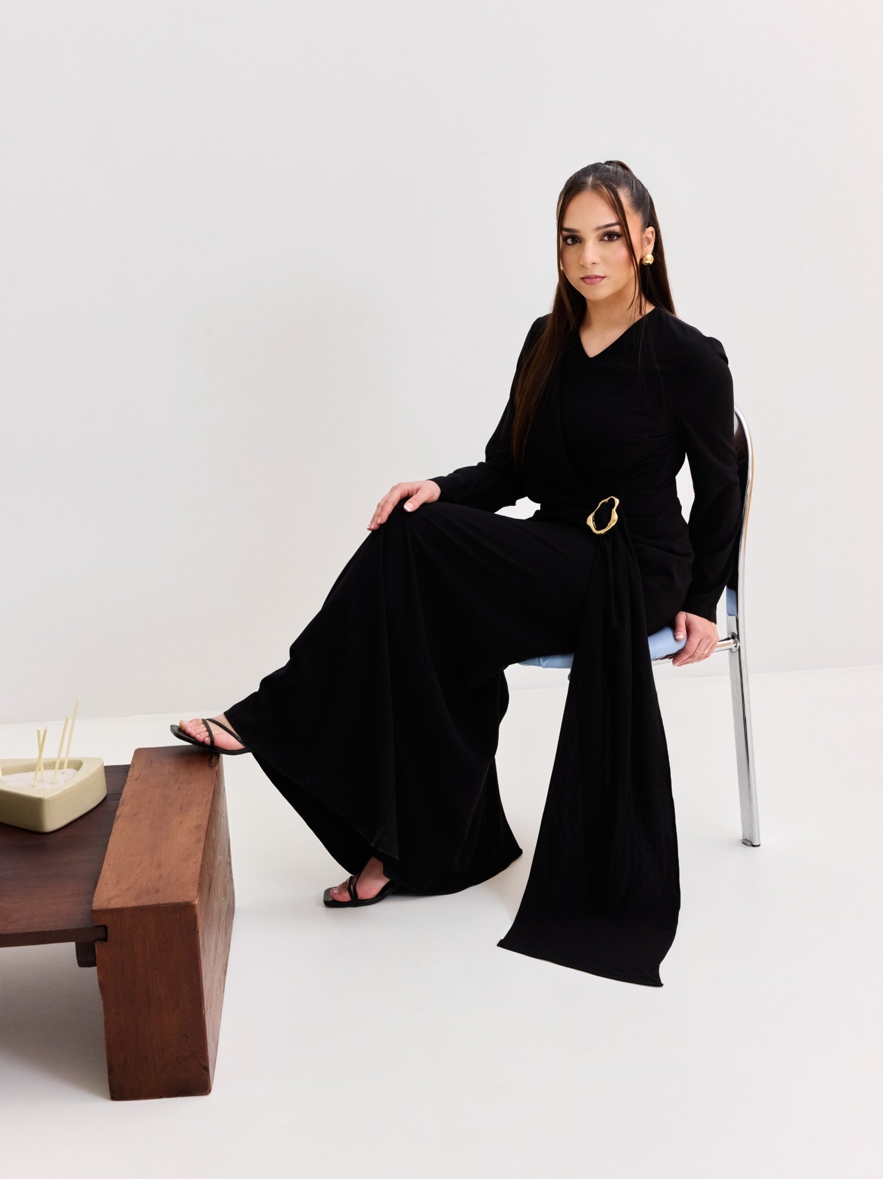 Drape belt dress